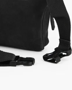 RIFLE - Marsupio nero da uomo in VERA PELLE con doppia tasca frontale