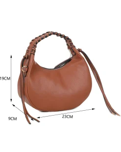 RIFLE - Minibag avorio con manico intrecciato e parte frontale scamosciata, tracolla removibile