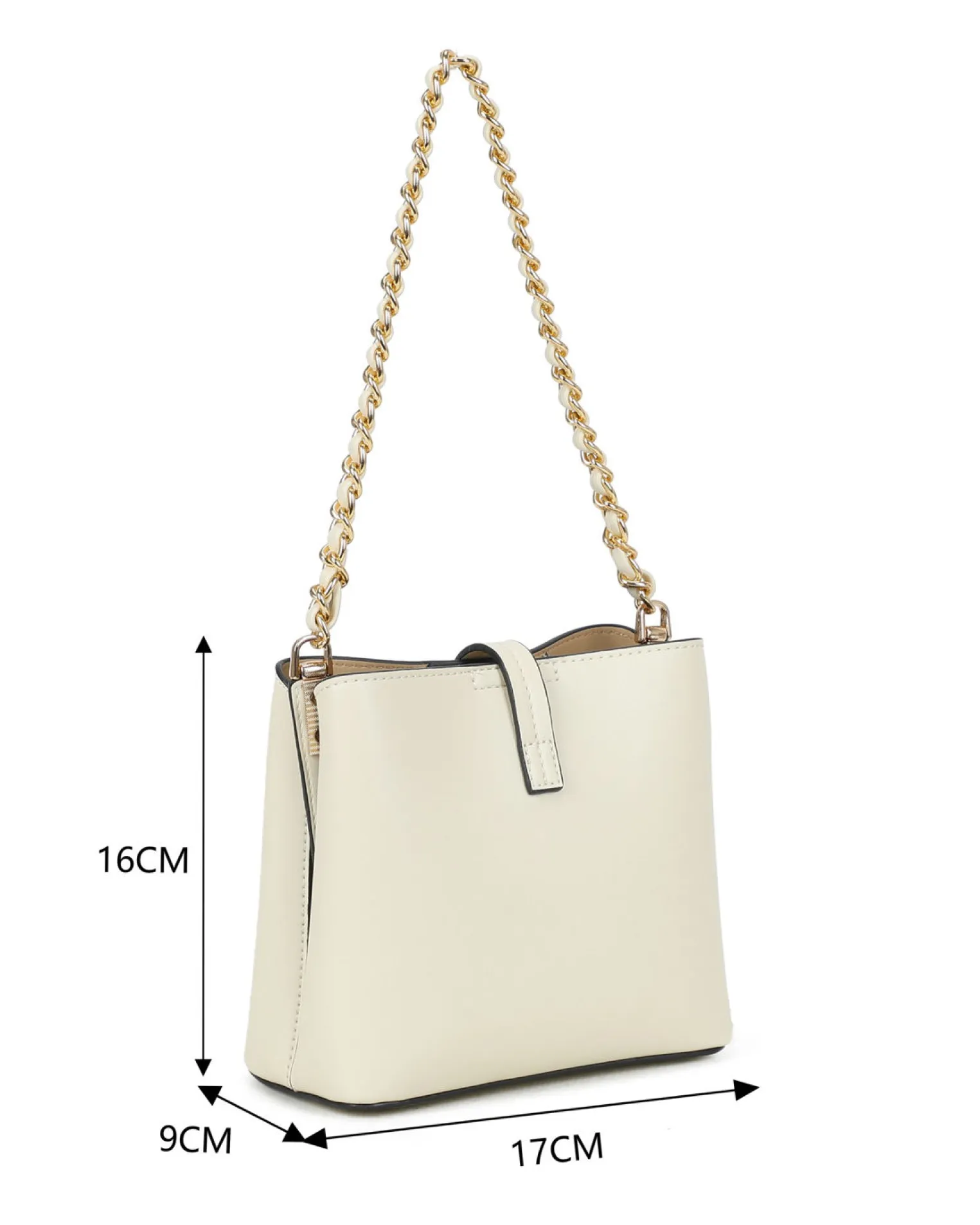 RIFLE - Minibag beige con tre scomparti principali e pattina con chiusura a girello, tracolla removibile
