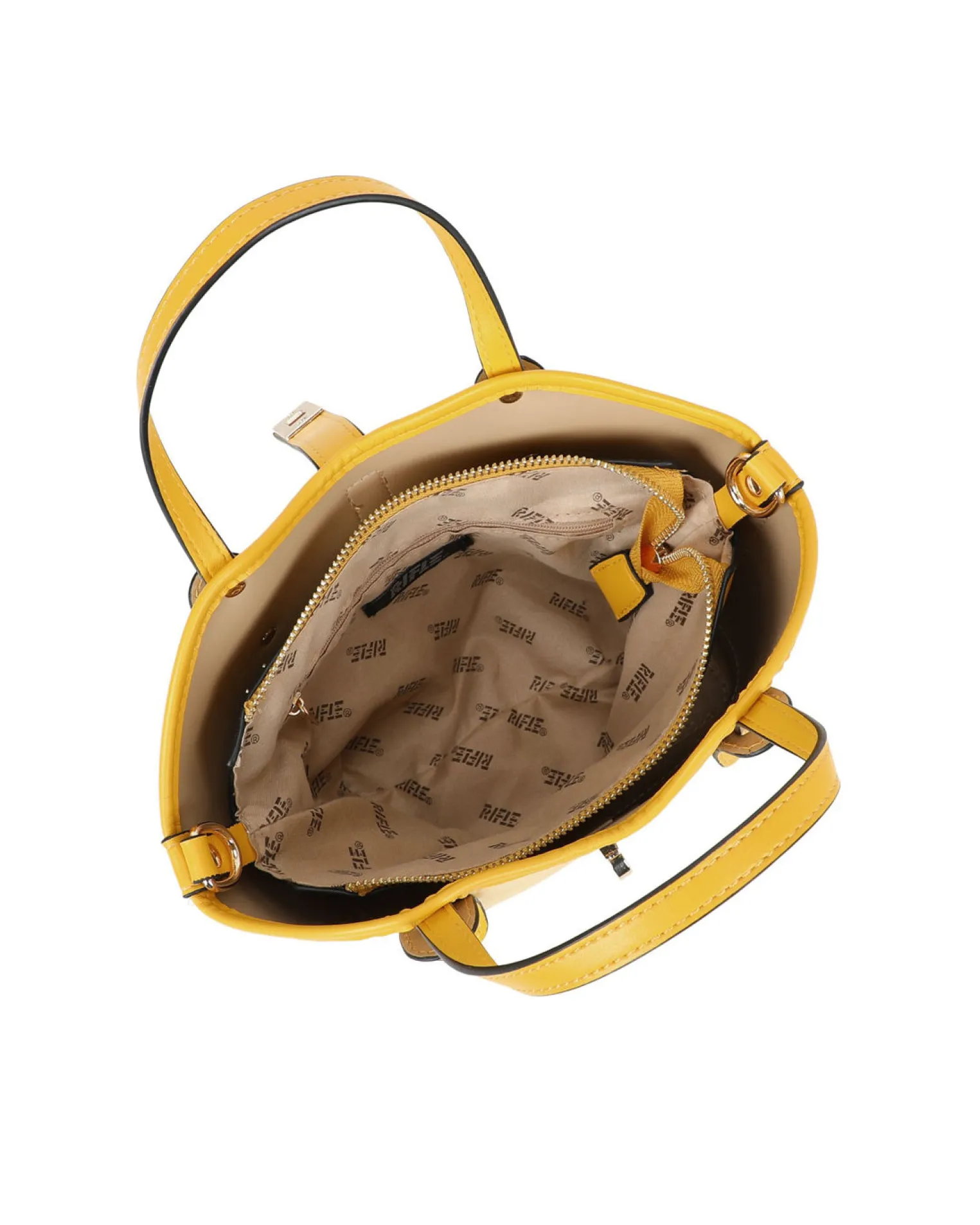 RIFLE - Minibag gialla scamosciata con pattina e chiusura a girello, tracolla removibile