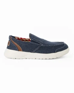 RIFLE - Mocassino blu in tessuto da uomo