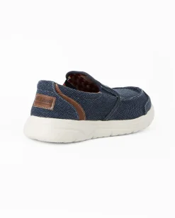 RIFLE - Mocassino blu in tessuto da uomo