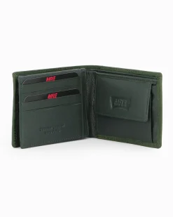 RIFLE - Portafoglio verde da uomo in VERA PELLE con ribaltina interna
