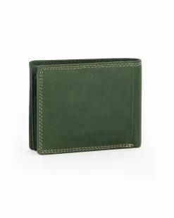 RIFLE - Portafoglio verde da uomo in VERA PELLE con ribaltina interna