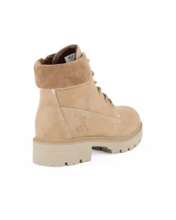 RIFLE - Scarponcino beige da donna con lacci e zip laterale