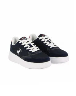 RIFLE - Sneaker blu in tela con pach rossa