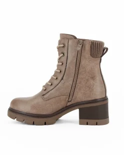 RIFLE - Tronchetto beige con lacci e zip laterale, tacco 6CM