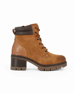 RIFLE - Tronchetto camel con lacci e zip laterale, tacco 6CM