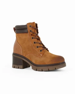 RIFLE - Tronchetto camel con lacci e zip laterale, tacco 6CM
