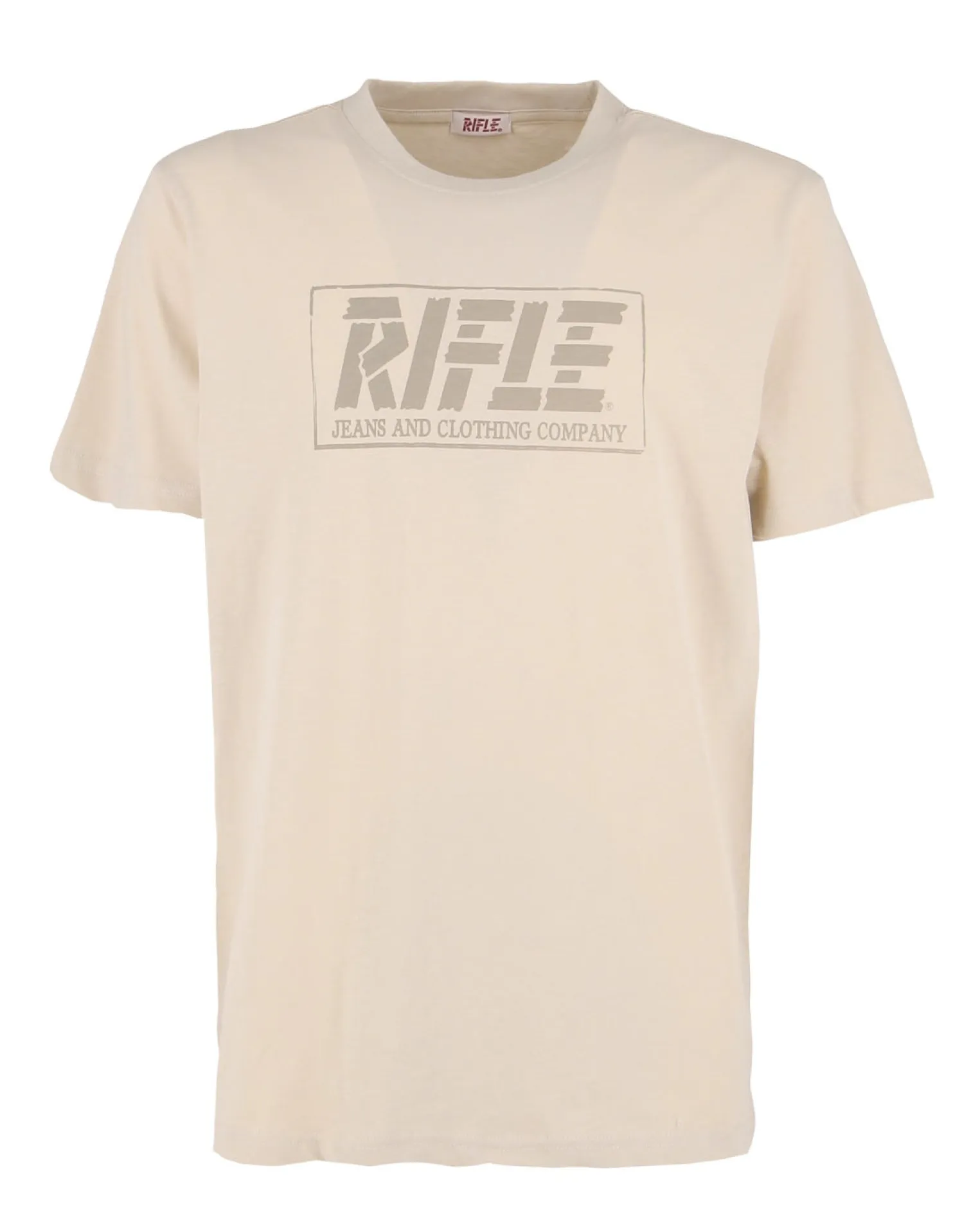 RIFLE - Tshirt manica corta beige in tessuto fiammata