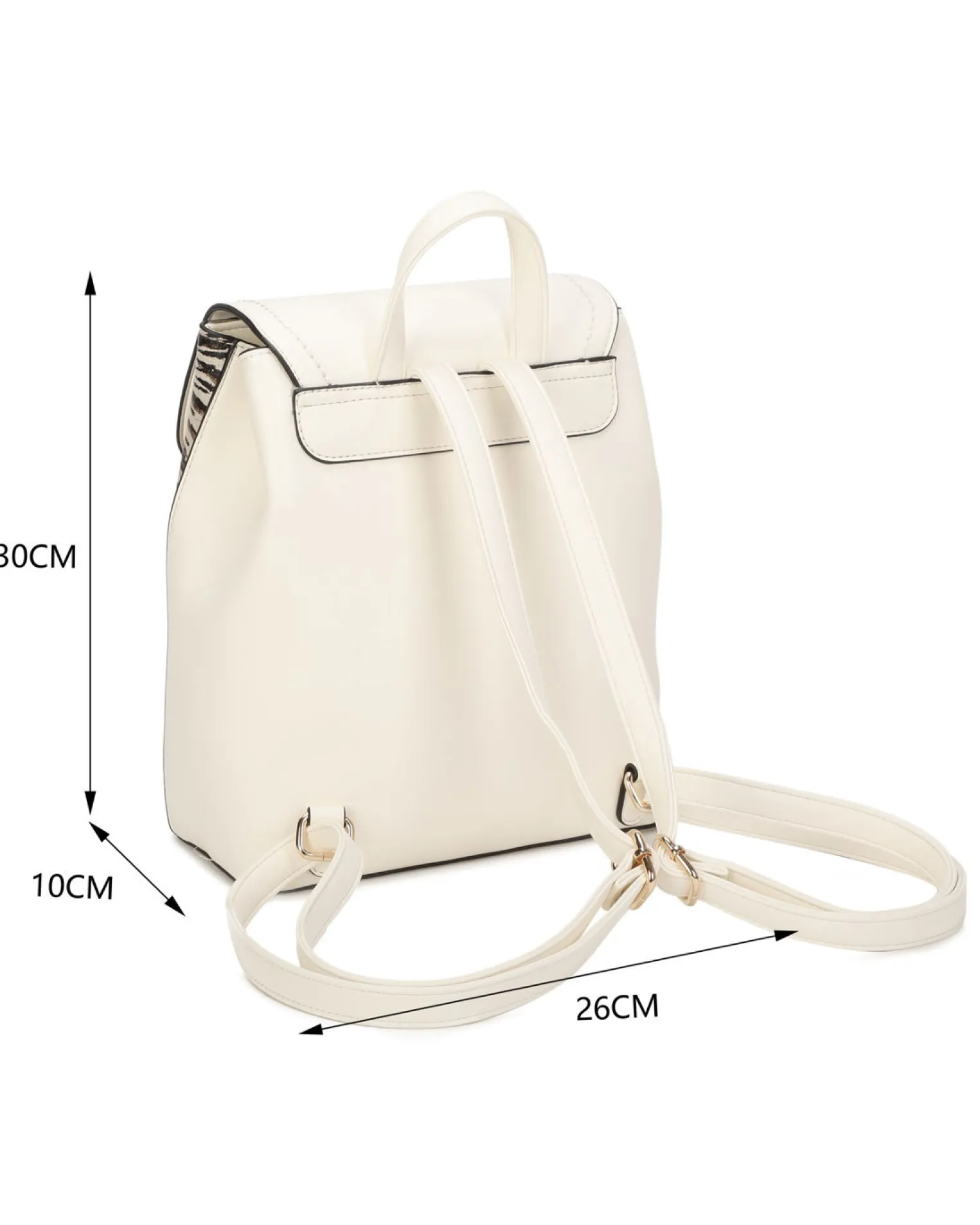 RIFLE - Zaino animalier beige con doppia tasca frontale e patta