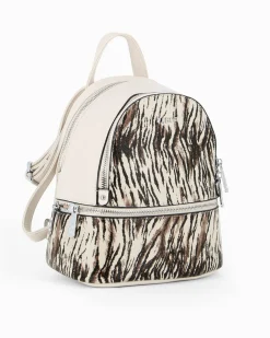 RIFLE - Zaino animalier beige con due scomparti principali e tasca frontale con zip orizzontale