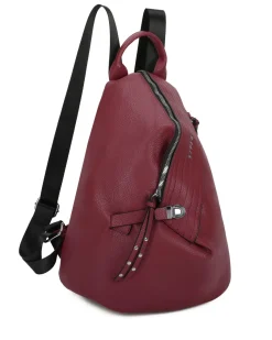 RIFLE - Zaino bordeaux con zip centrale e pulsante a chiusura