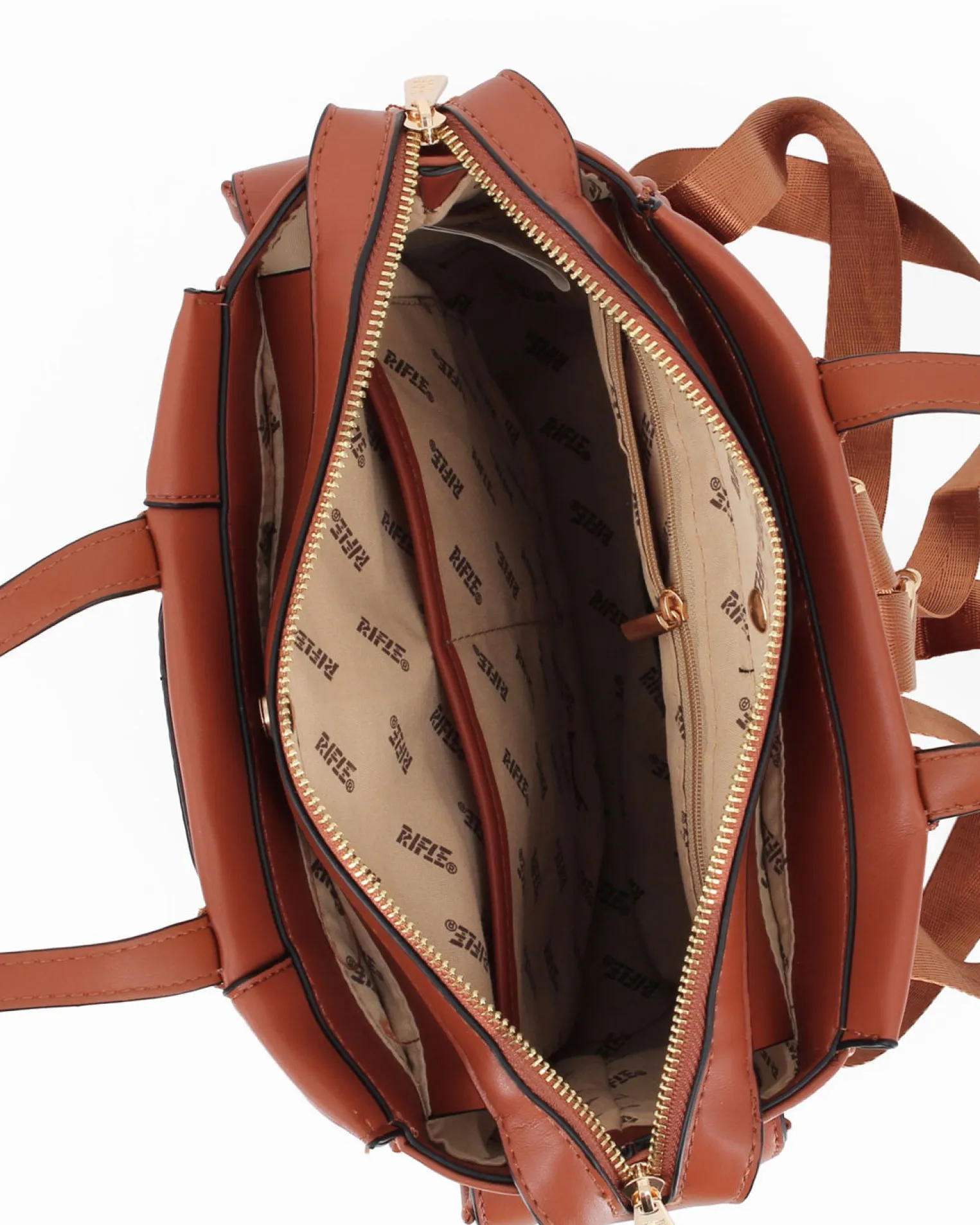 RIFLE - Zaino cuoio con tasche laterali e tre scomparti
