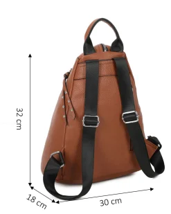 RIFLE - Zaino cuoio con zip centrale e pulsante a chiusura