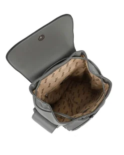 RIFLE - Zaino grigio multitasche con coulisse e patta, dettaglio catenina