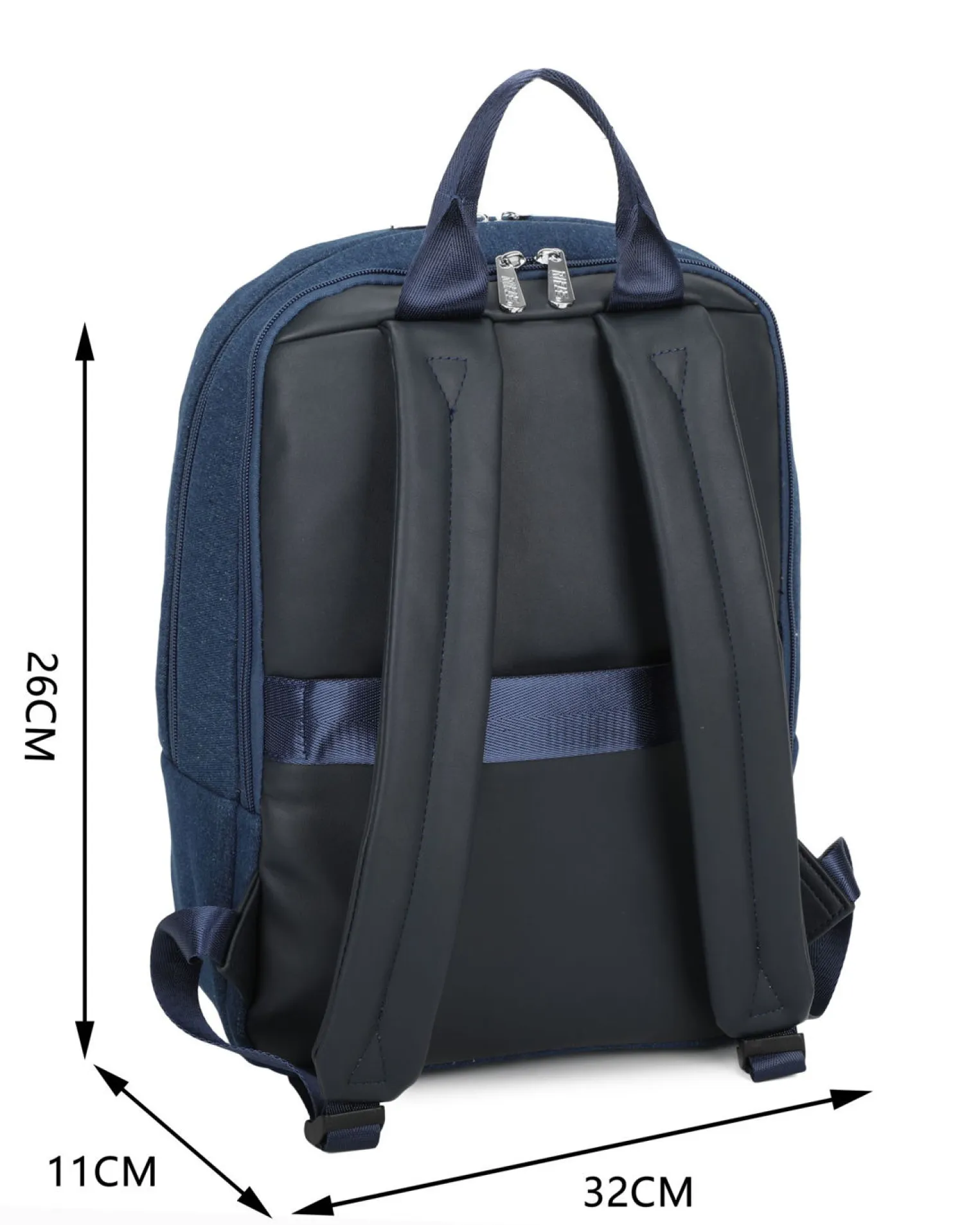 RIFLE - Zaino ufficio blu jeans con due scomparti principali e tre tasche frontali