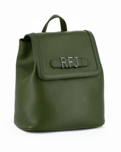 RIFLE - Zaino verde con tre scomparti principali e lettere logo scorrevoli sulla patta
