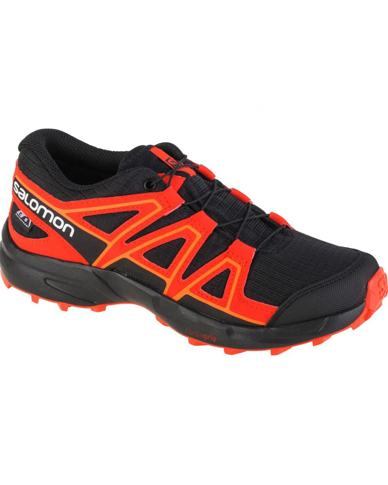 SALOMON - Scarpa da trekking nera e rossa impermeabile con intersuola in EVA ammortizzante, numerata 31/39 - SPEEDCROSS CSWP J