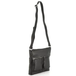 SAMSONITE- Tracolla in VERA PELLE con due tasche zip frontali