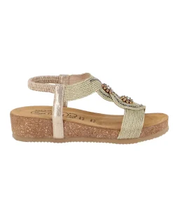 SANA COMFORT - Sandalo platino con sottopiede in VERA PELLE e suola antiscivolo, MADE IN ITALY