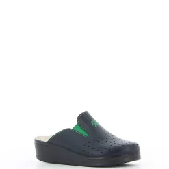 SANITAL LIGHT - Ciabatta sanitaria blu in VERA PELLE con inserti elasticizzati, MADE IN ITALY