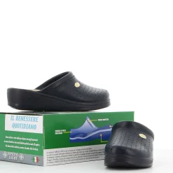 SANITAL LIGHT - Ciabatta sanitaria blu in VERA PELLE, MADE IN ITALY