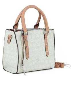 SERGIO TACCHINI - Borsa due manici azzurra loggata con ciondolo e tracolla removibili