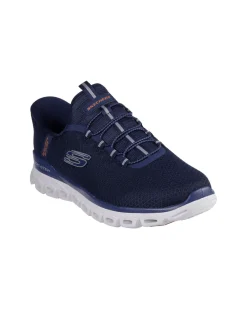 SKECHERS - GLIDE - STEP - NOXUS - Sneakers blu con tomaia in mesh a rombi e lacci rotondi elasticizzati fissi