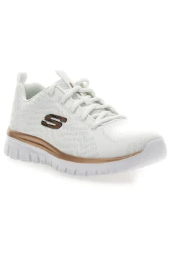 SKECHERS GRACEFUL - GET CONNECTED - Sneakers bianca con motivo a zigzag e soletta ammortizzata memory foam