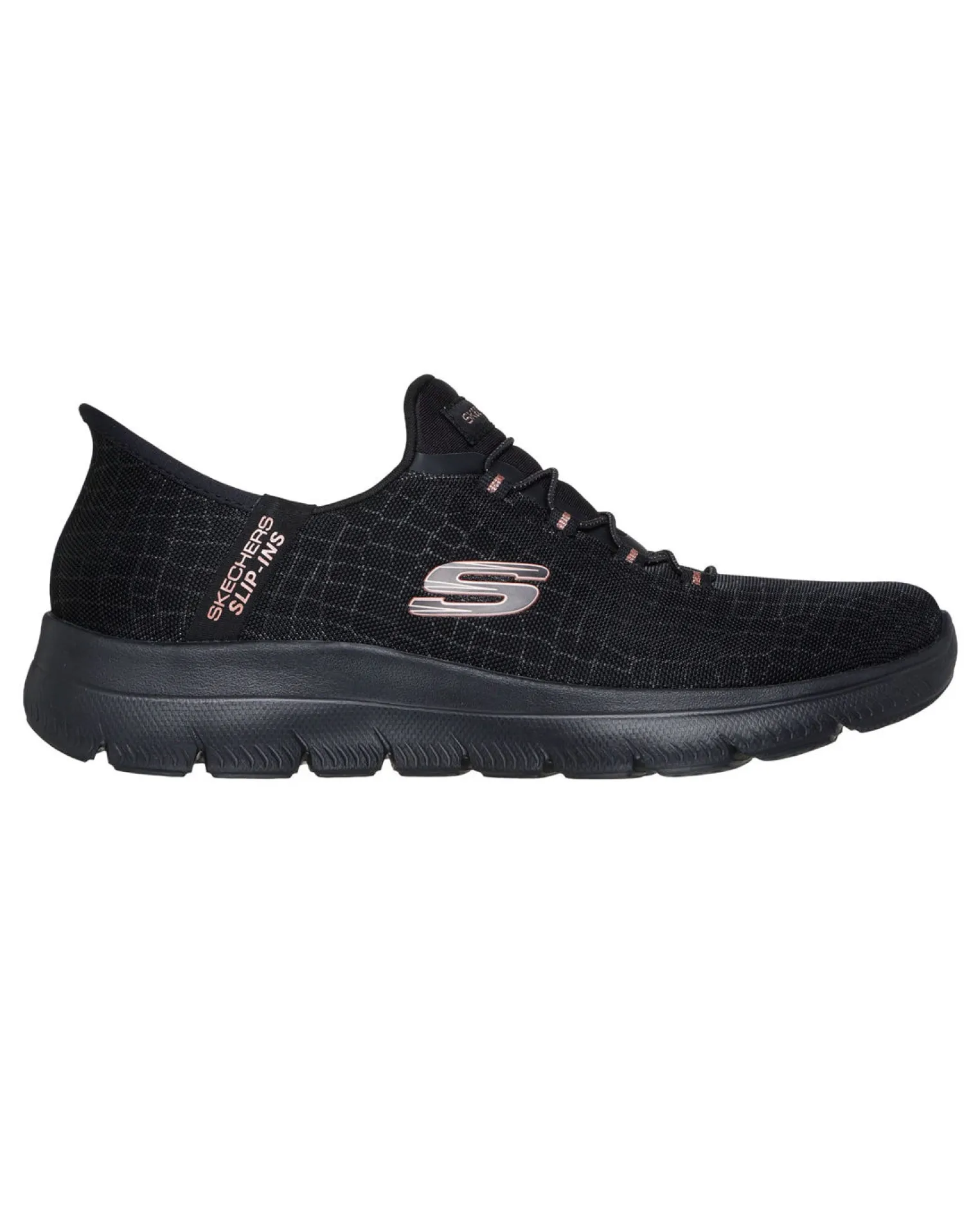 SKECHERS - SUMMITS - CLASSY NIGHT - Sneakers nera con tamaia in mesh effetto serpente