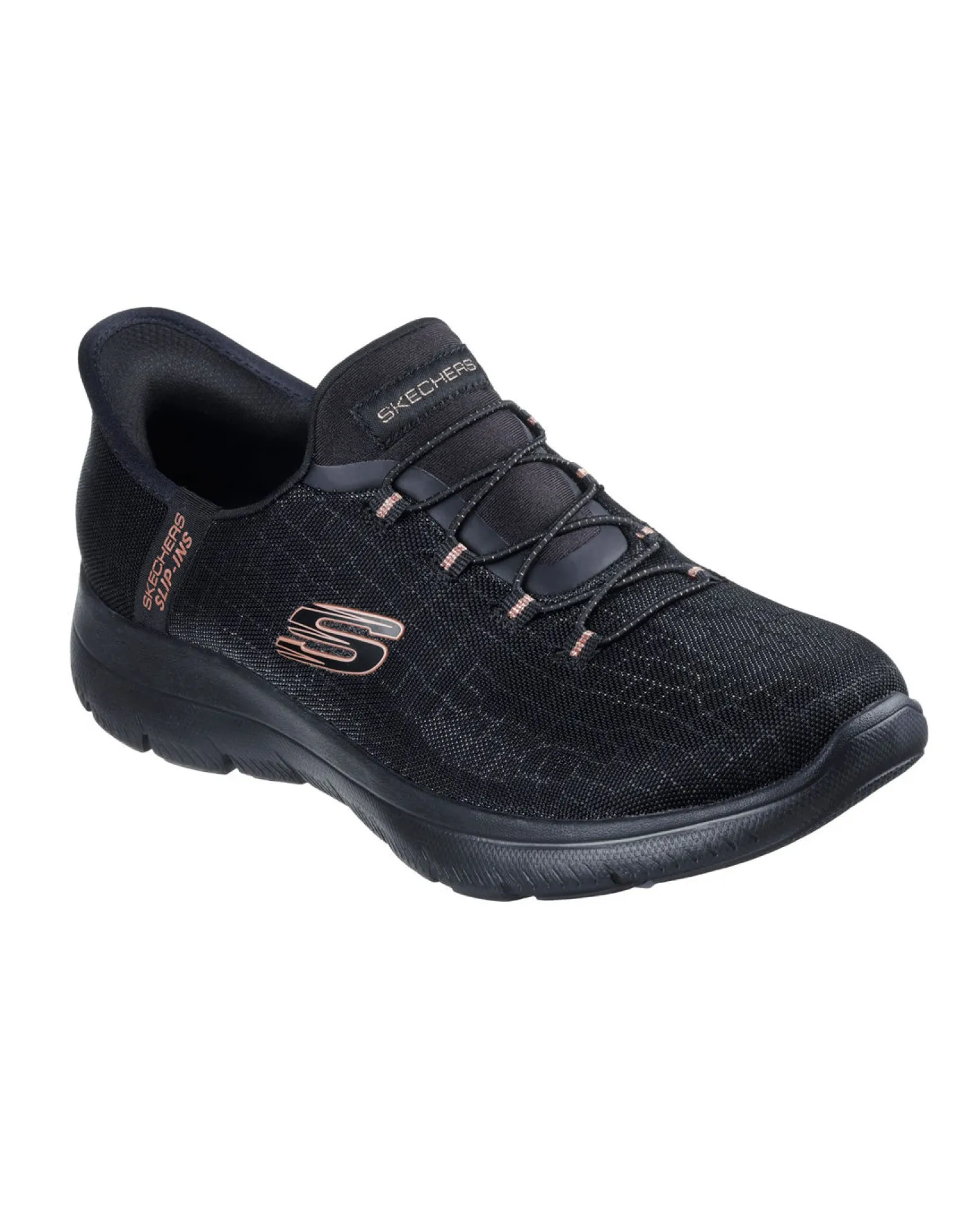 SKECHERS - SUMMITS - CLASSY NIGHT - Sneakers nera con tamaia in mesh effetto serpente