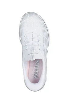 SKECHERS - SUMMITS PLUS - SOFT LUSTER - Sneakers bianca con tomaia in mesh e dettagli glitterati argento