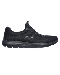 SKECHERS - SUMMITS - Sneakers nera con tomaia in morbido mesh piatto e allacciatura frontale con elstici