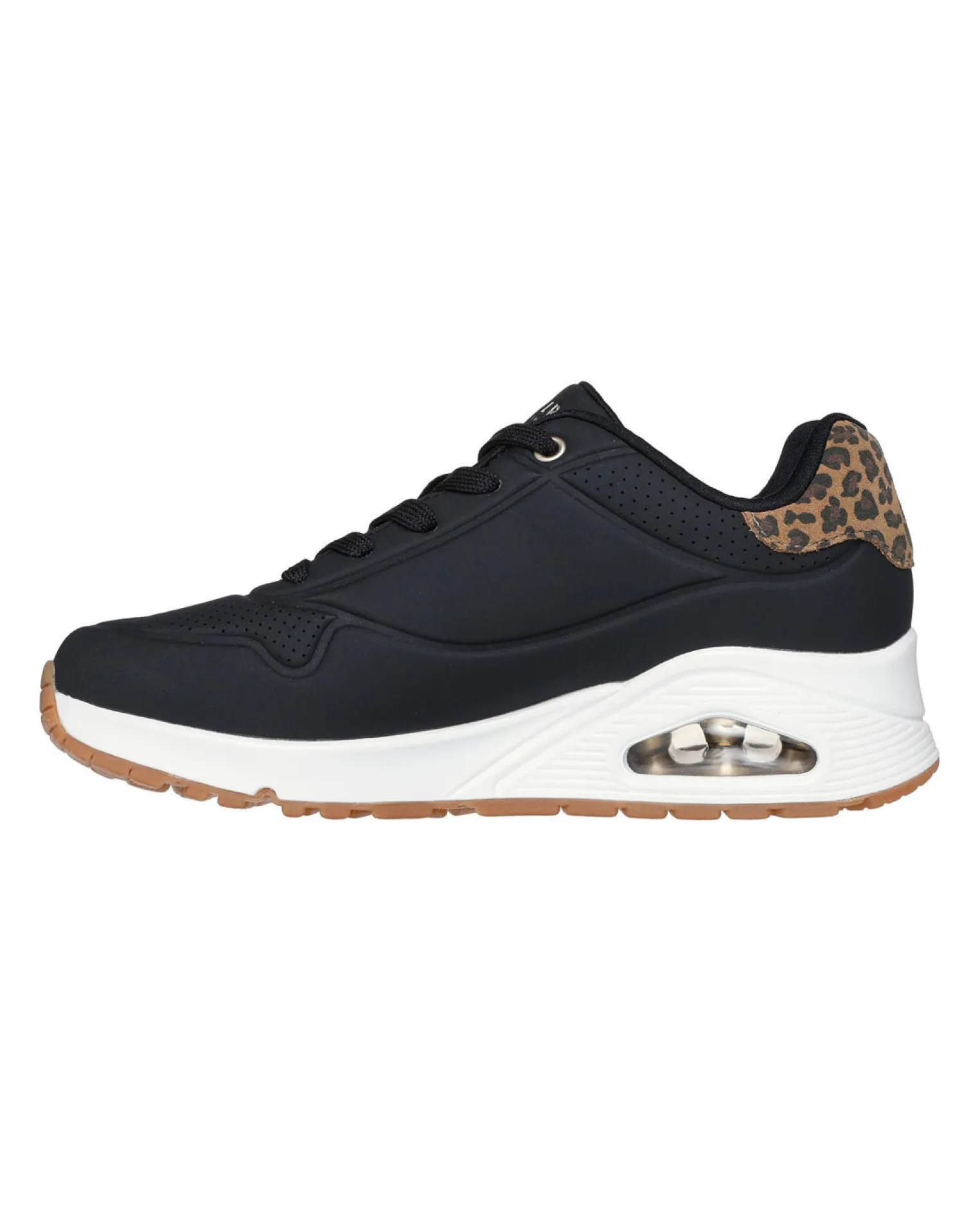 SKECHERS - UNO - JUNGLE NITE - Sneakers nera con patch posteriore leopardata