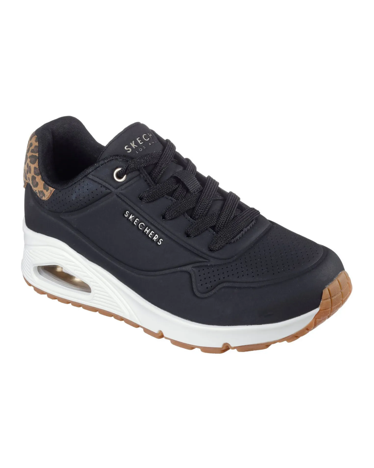 SKECHERS - UNO - JUNGLE NITE - Sneakers nera con patch posteriore leopardata