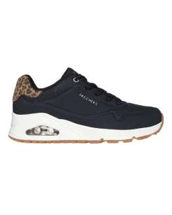 SKECHERS - UNO - JUNGLE NITE - Sneakers nera con patch posteriore leopardata