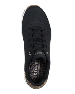 SKECHERS - UNO - JUNGLE NITE - Sneakers nera con patch posteriore leopardata