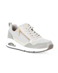 SKECHERS - UNO - METALLIC SLIDERS - Sneakers taupe da donna con zip laterale