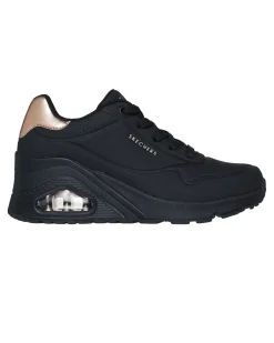 SKECHERS - UNO WEDGE - HI - STEPS - Sneakers nera con intersuola a zeppa platform con ammortizzazione ad aria visibile
