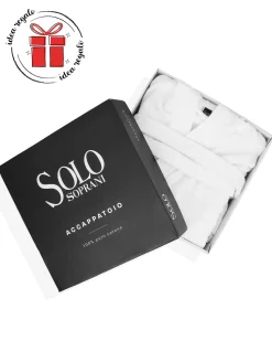SOLO SOPRANI - Accappatoio unisex con cappuccio bianco