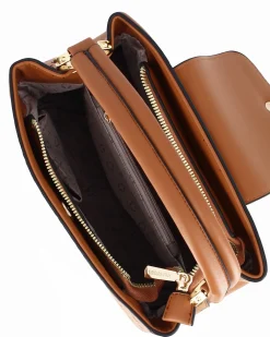 SOLO SOPRANI - Borsa a mano cuoio loggata con pattina, tracolla removibile
