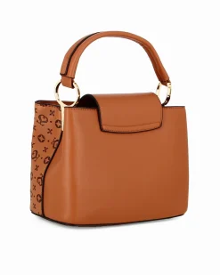 SOLO SOPRANI - Borsa a mano cuoio loggata con pattina, tracolla removibile