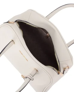 SOLO SOPRANI - Borsa bauletto panna con ciondolo e tracolla removibili