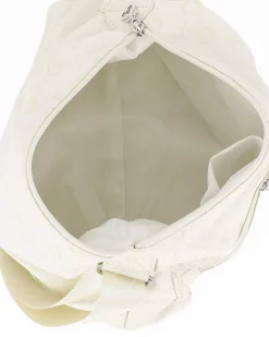 SOLO SOPRANI - Borsa bianca con due tasche frontali e tracolla regolabile