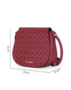 SOLO SOPRANI - Borsa bordeaux con patta loggata e tracolla