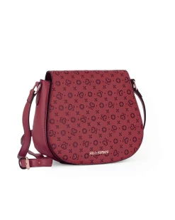 SOLO SOPRANI - Borsa bordeaux con patta loggata e tracolla