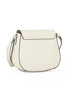 SOLO SOPRANI - Borsa crema con patta loggata e tracolla