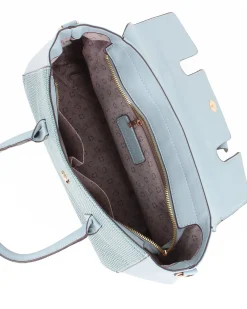 SOLO SOPRANI - Borsa due manici jeans con patta, tracolla removibile
