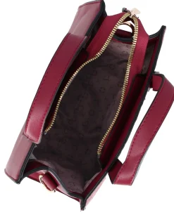 SOLO SOPRANI - Borsa due manici bordeaux con parte frontale loggata, tracolla removibile